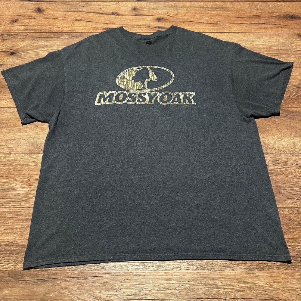 Mossy Oak Charcoal Gray Camo‎ Logo Graphic T-Shirt Mens 2XL